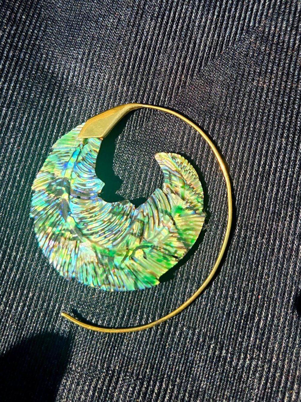 Abalone Sea Shell Hoop Earring (single) - Picture 7 of 10